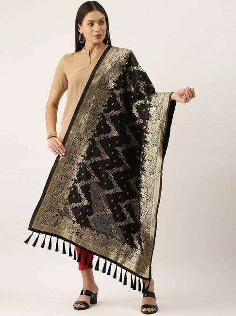 silk land black woven pattern dupatta