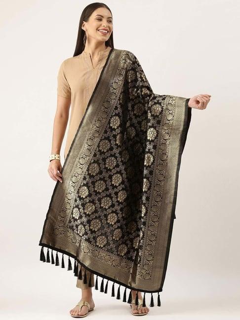 silk land black woven pattern dupatta