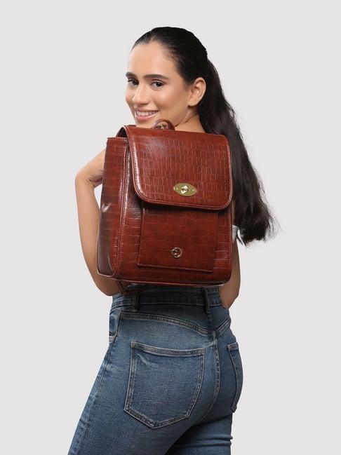 caprese treza tan faux leather textured backpack