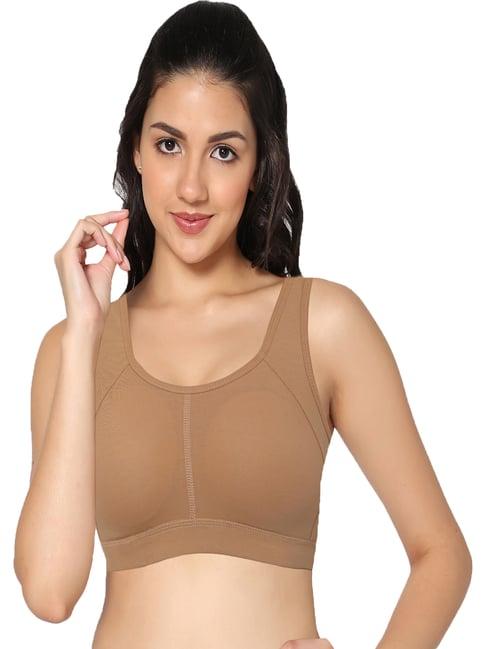 in care beige sports bra