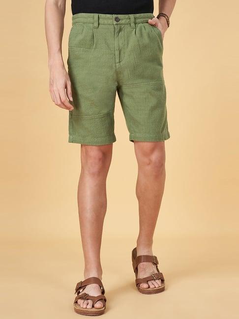 7 alt by pantaloons olive cotton comfort fit shorts