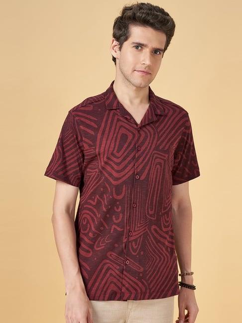 7 alt by pantaloons cherry cotton slim fit printed shirt