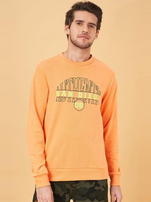 yu by pantaloons orange cotton regular fit printed sweatshirt