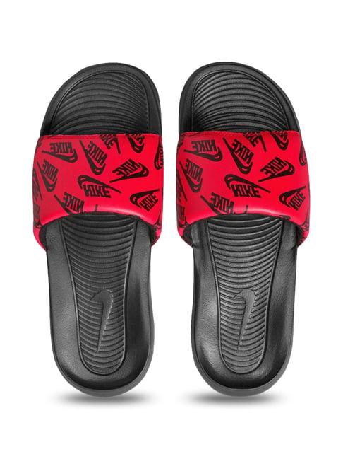 nike men's victori one print series red slides