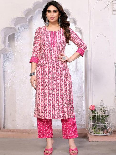 skylee pink printed kurta pant set