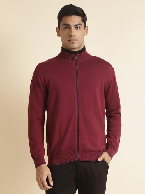 andamen burgundy regular fit cotton jacket