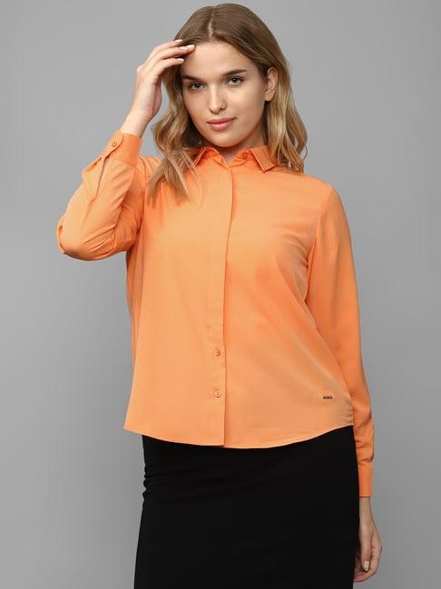 allen solly orange regular fit shirt