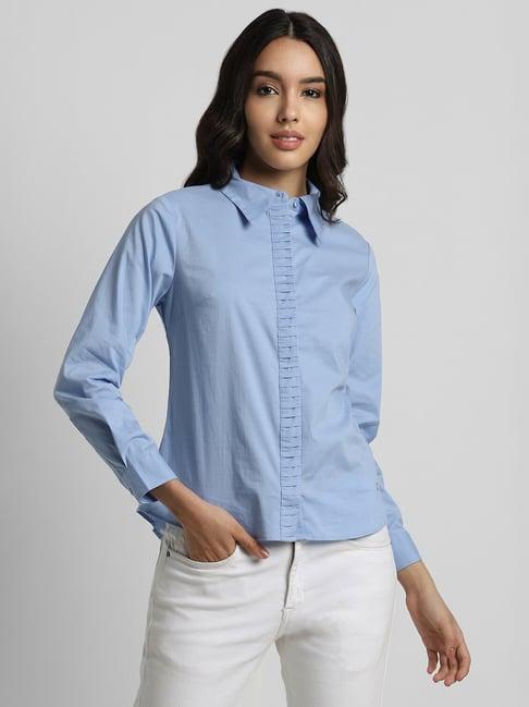 allen solly light blue regular fit shirt