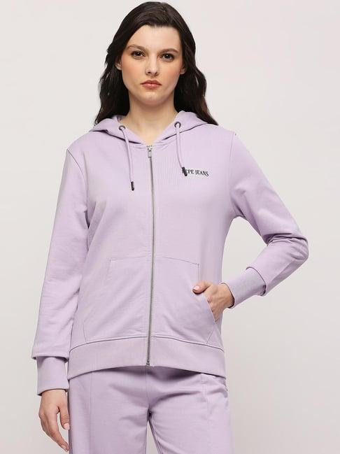 pepe jeans purple cotton logo print sweatshirt