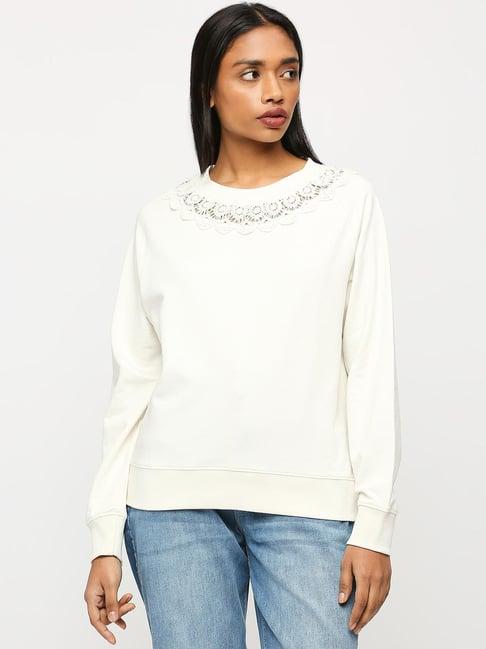 pepe jeans white cotton sweatshirt