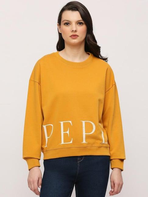 pepe jeans mustard printed sweatshirt