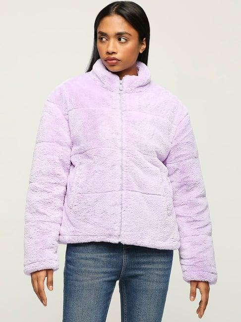 pepe jeans lilac self pattern jacket