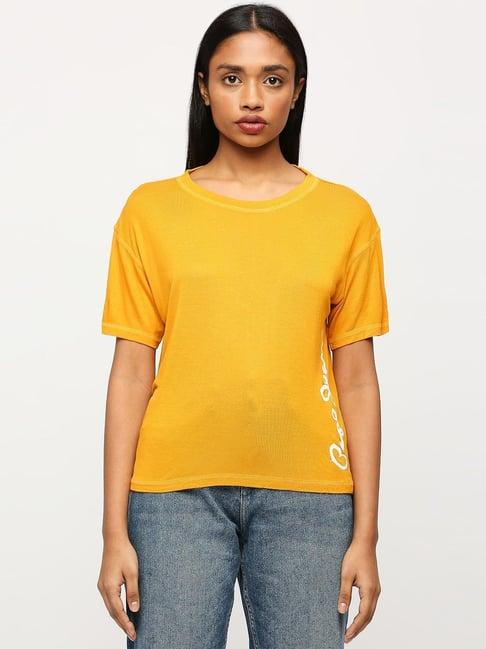 pepe jeans yellow logo print t-shirt