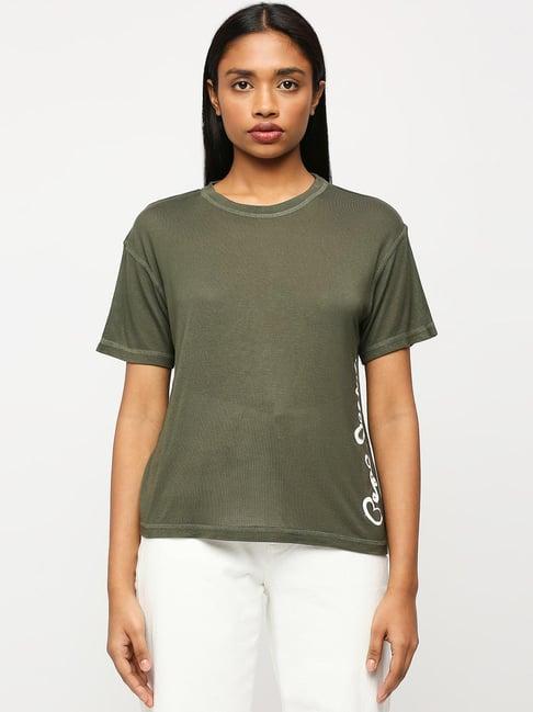 pepe jeans green logo print t-shirt