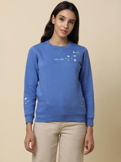 allen solly blue embroidered sweatshirt