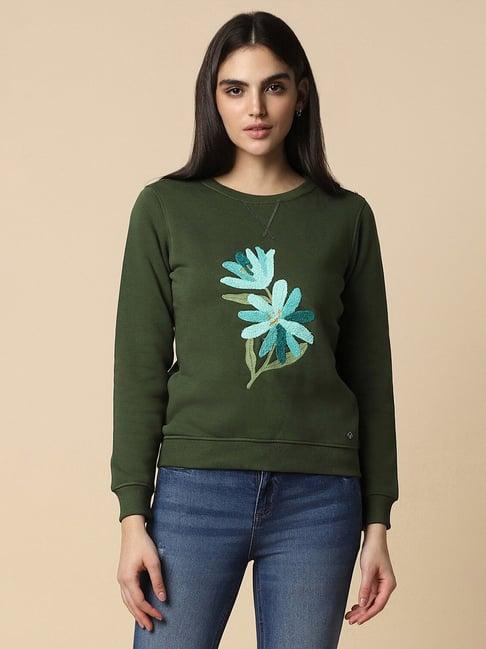 allen solly olive floral print sweatshirt