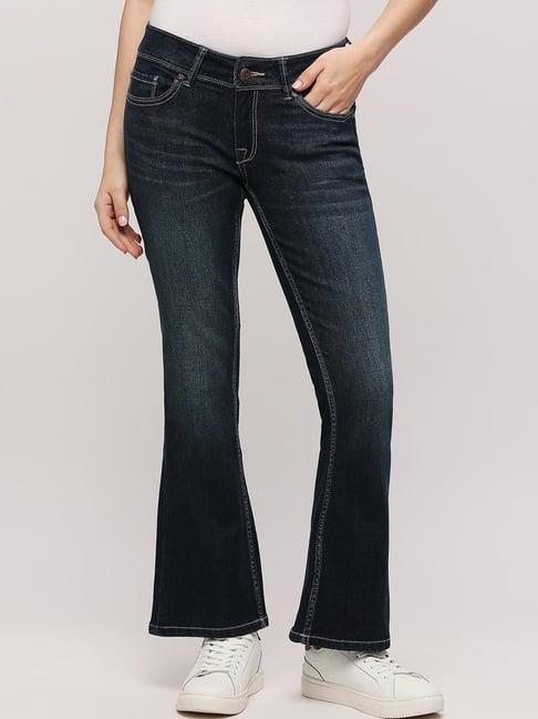 pepe jeans blue mid rise bootcut jeans