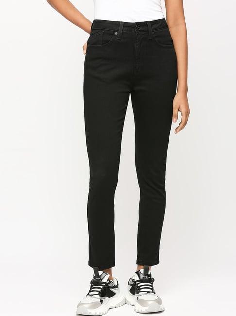 pepe jeans black mid rise jeans