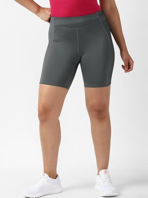 reebok grey mid rise sports shorts