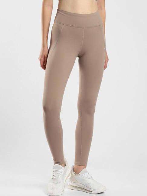 reebok beige mid rise sports tights