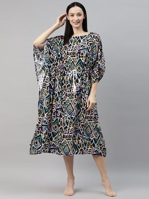 don vino multicolor printed kaftan night dress