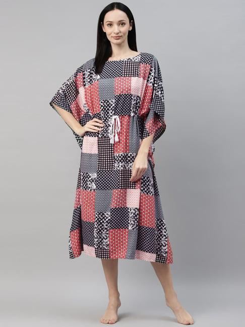 don vino multicolor printed kaftan night dress