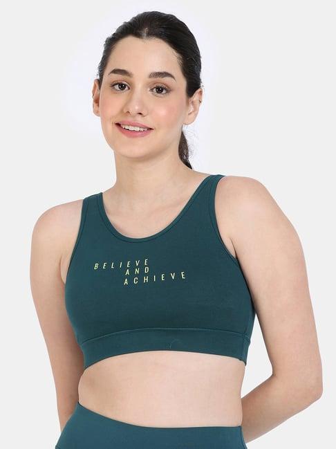 zelocity by zivame green sports bra with removable padding