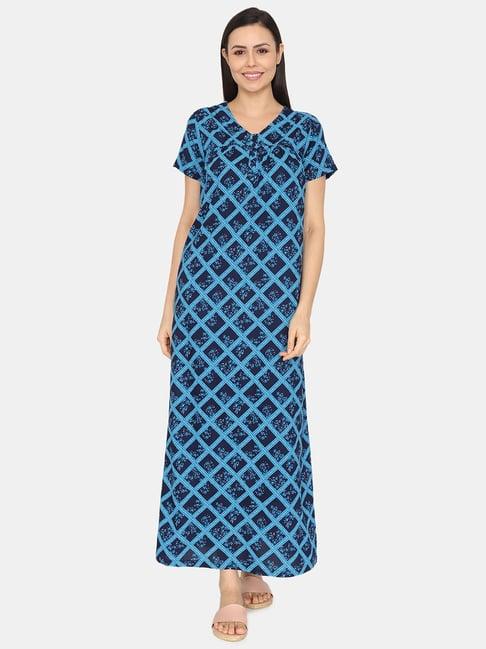 zivame blue printed nighty