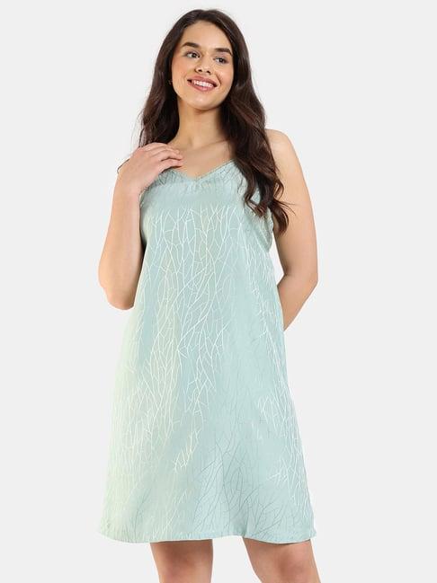 zivame mint green printed night dress