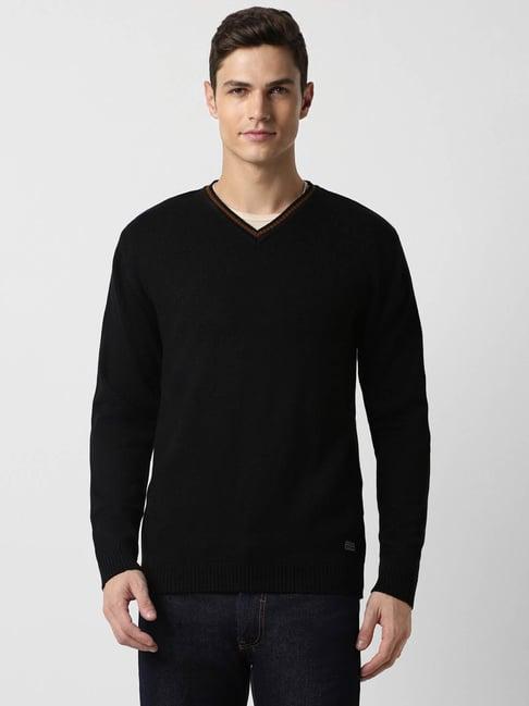 peter england casuals black regular fit sweater