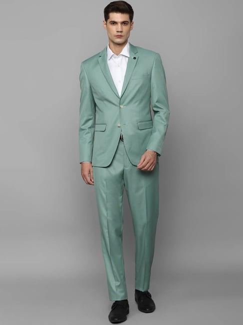 allen solly green slim fit two piece suit