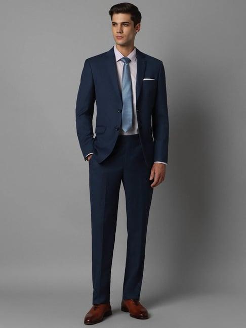 louis philippe mid navy slim fit two piece suit