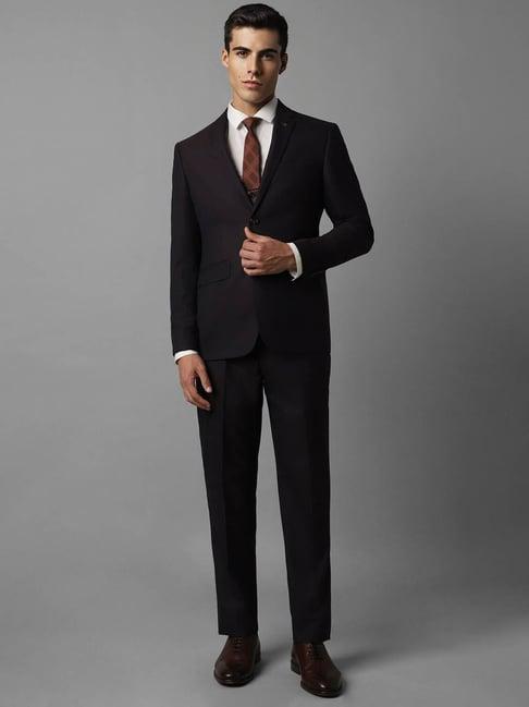 louis philippe mid black slim fit three piece suit