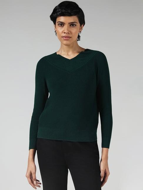 lov by westside green solid sweater