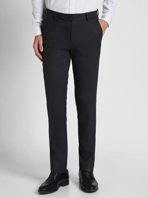 peter england elite black slim fit trousers