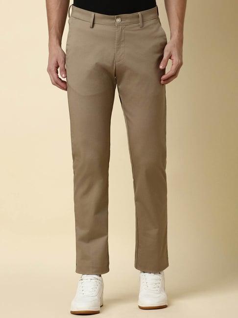 allen solly khaki regular fit trousers