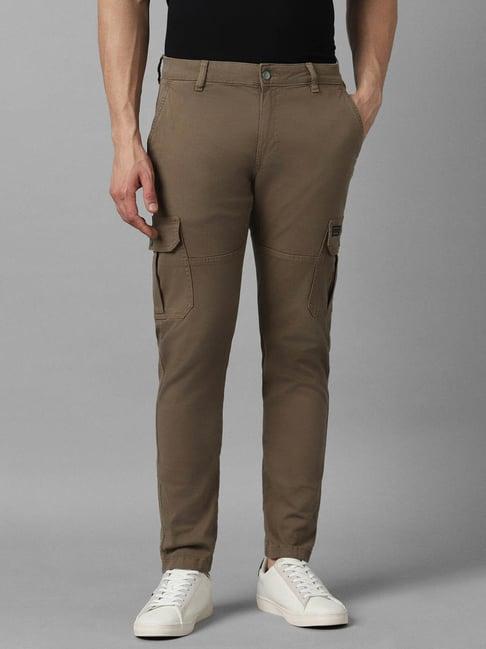 louis philippe jeans brown slim fit cargos