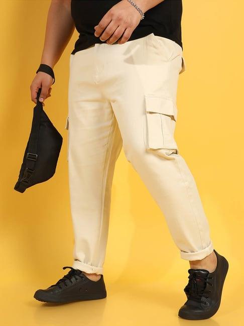 instafab plus yellow regular fit plus size cargos