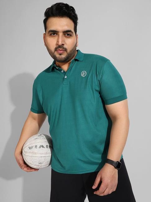 instafab plus green regular fit plus size polo t-shirt