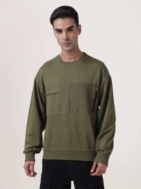 bene kleed olive relaxed fit cotton sweatshirt