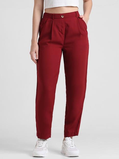 only maroon regular fit high rise pants