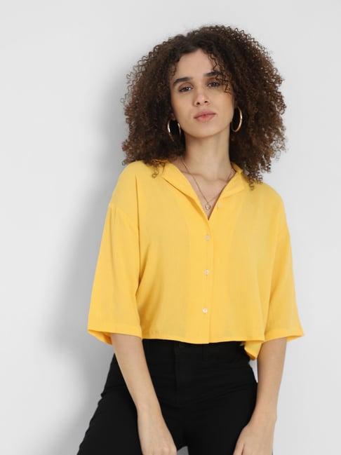 only yellow viscose regular fit shirt