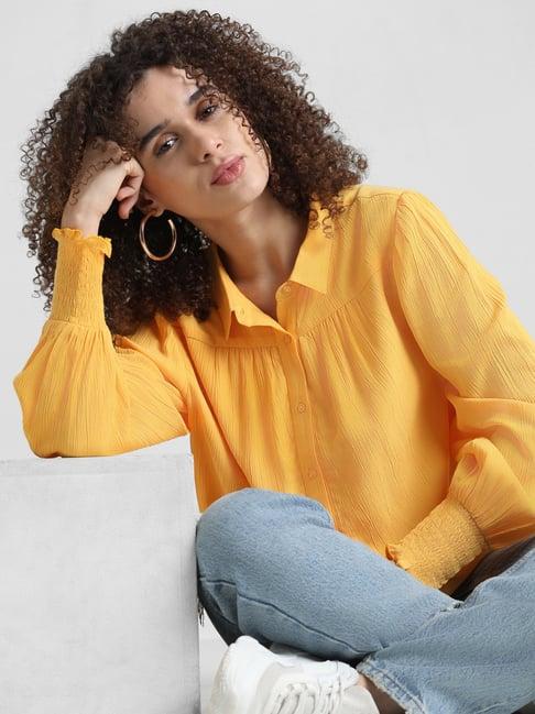 only yellow viscose regular fit shirt