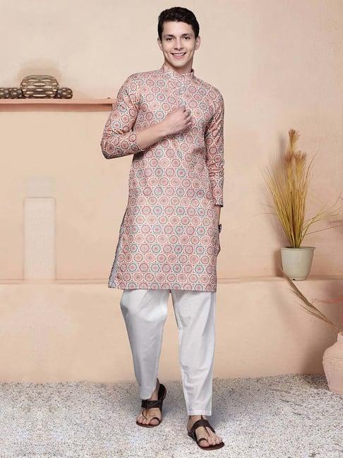 indo era multicolor regular fit geometric print kurta