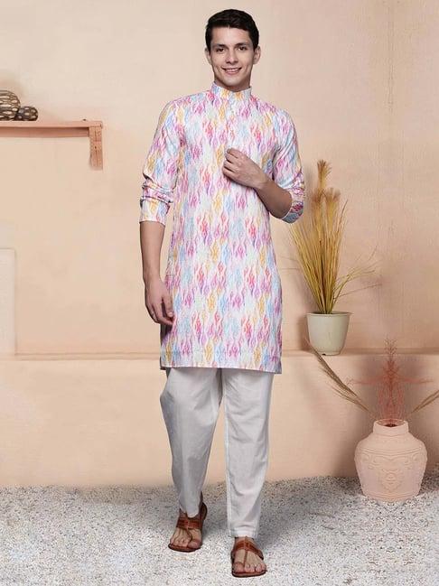 indo era multicolor regular fit geometric print kurta