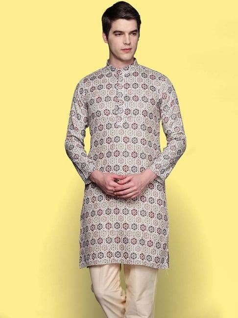 indo era multicolor regular fit geometric print kurta