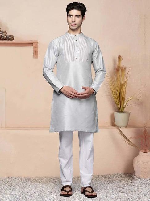 indo era silver grey regular fit kurta