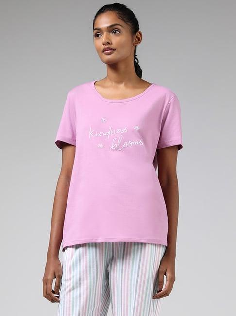 wunderlove by westside lilac embroidered t-shirt