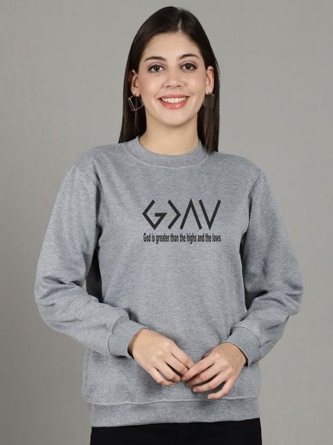 gracit grey printed sweatshirt