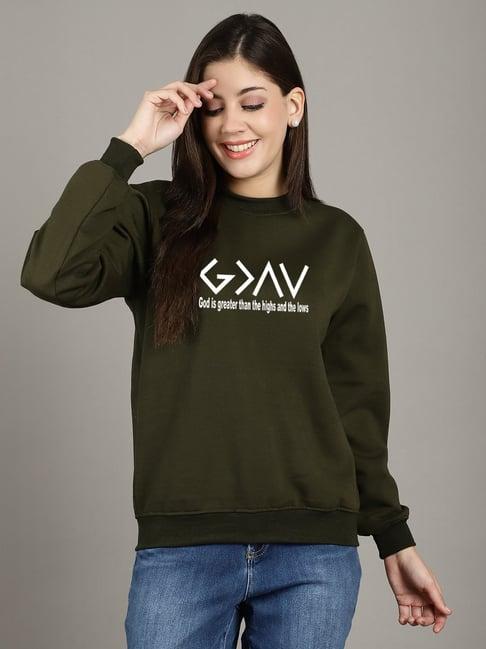 gracit green printed sweatshirt